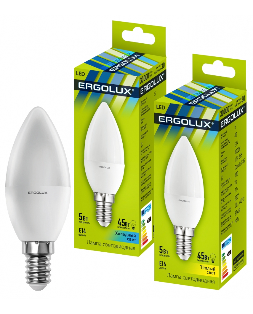 Ergolux LED-C35-5W-E14-3K (Эл