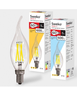 Sweko 17 серия 17LED-C35-5W-230-3000K-E14-TCL Светодиодная лампа
