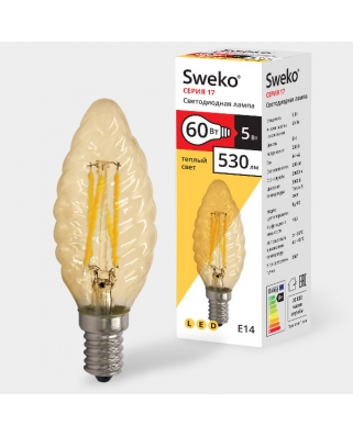 Sweko 17 серия 17LED-C35-5W-230-3000K-E14-WG (38639) Светодиодная лампа 