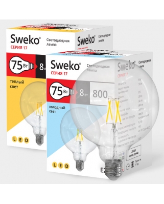 Sweko 17 серия 17LED-G95-8W-230-3000K-E27-CL (38645) Светодиодная лампа 