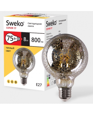 Sweko 17 серия 17LED-G95-8W-230-3000K-E27-GP (38653) Светодиодная лампа 