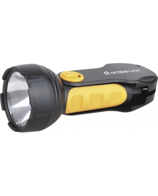 Ultraflash LED3817 (5/60)(фонарь аккум 220В, черный/желтый, 1LED 1Вт, SLA, пласт, склад. вил коробк