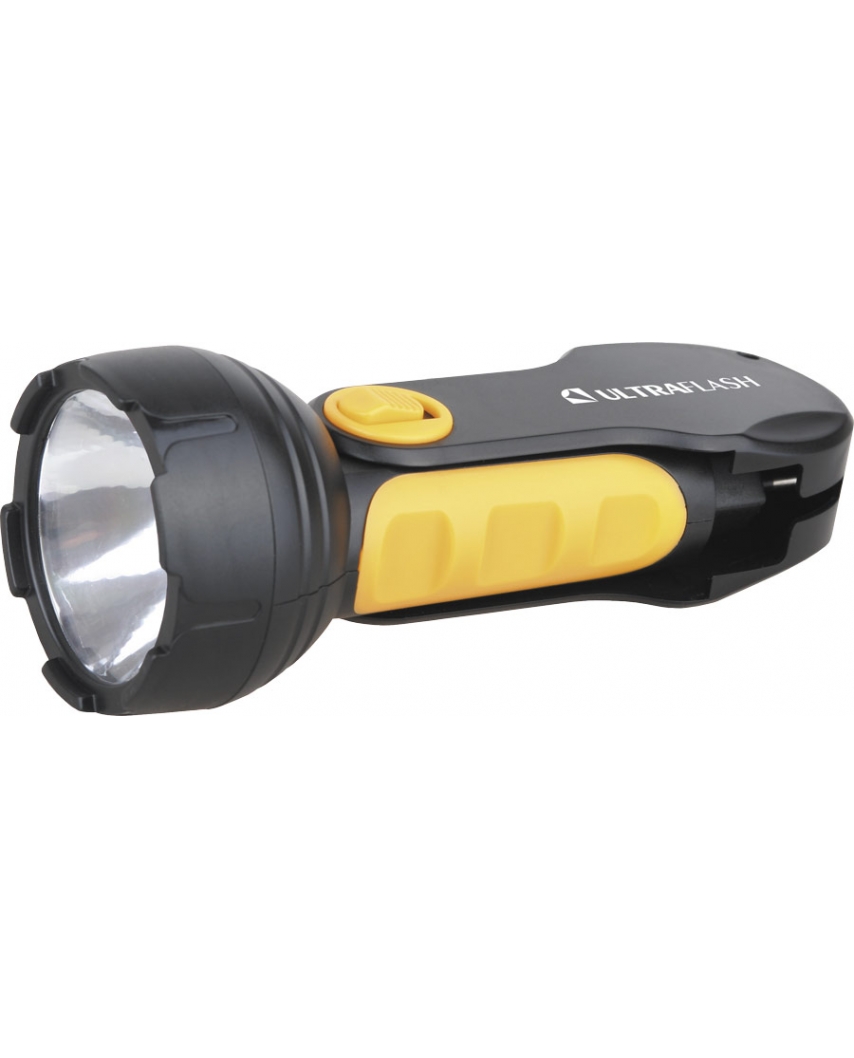 Ultraflash LED3817 (5/60)(фонарь аккум 220В, черный/желтый, 1LED 1Вт, SLA, пласт, склад. вил коробк