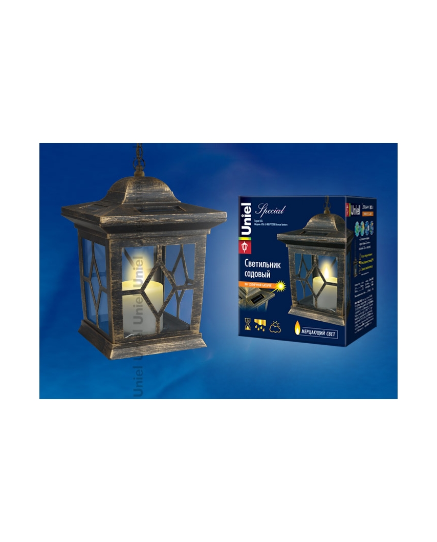 Uniel USL-S-180/PT220 Садовый светильник на солнечной батарее Bronze lantern. Серия Special. Упаковк