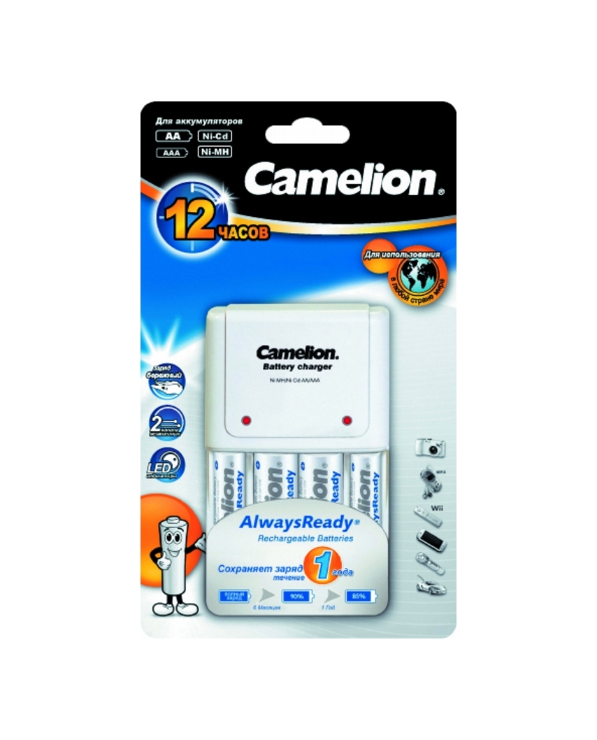 Camelion BC-1010+2AA2100+2AAA800 AR (8) (2-4AA/AAA/200Ma /свет. индик./ак-ры Always Ready)