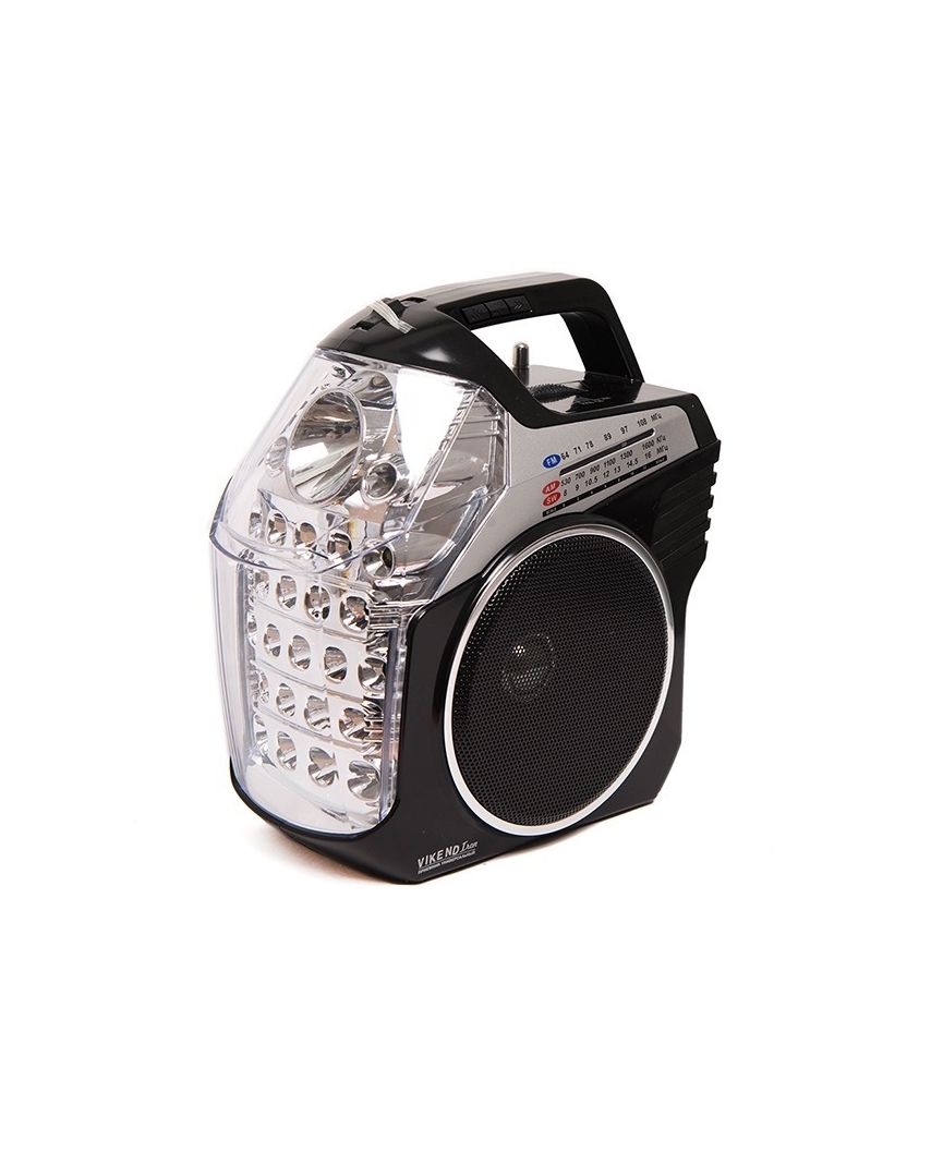 Радиоприемник "VIKEND IRON", УКВ 64-108МГц, бат. 3*R20, 220V, акб 1800mA/h, USB/SD/AUX, 2 свет. фон