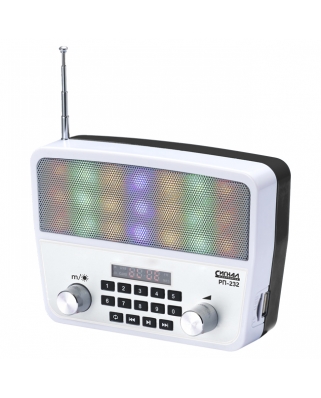 Радиоприемник "Сигнал РП-232", FM 88-108МГц, акб 1200mA/h, USB/microSD/AUX/BT, диспл.,дискосв.,селфи
