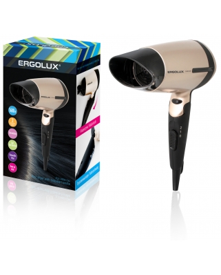 ERGOLUX Фен ELX-HD02-C64 черный/золото (фен со складной ручкой, 1600Вт, 220-240В)