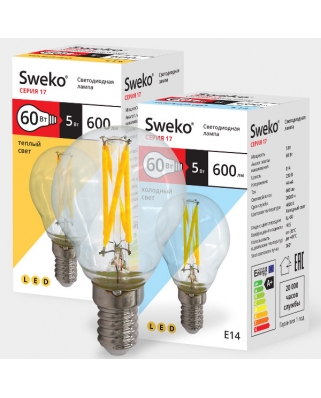 Sweko 17 серия 17LED-G45-5W-230-4000K-E14-CL (38605) Светодиодная лампа 