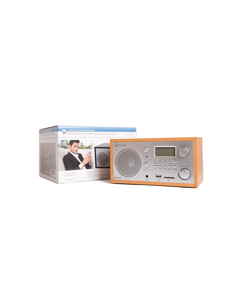 Радиоприемник "БЗРП РП-320" св, УКВ 64-108МГц, 220V, USB/SD/AUX/BT, дисплей, часы