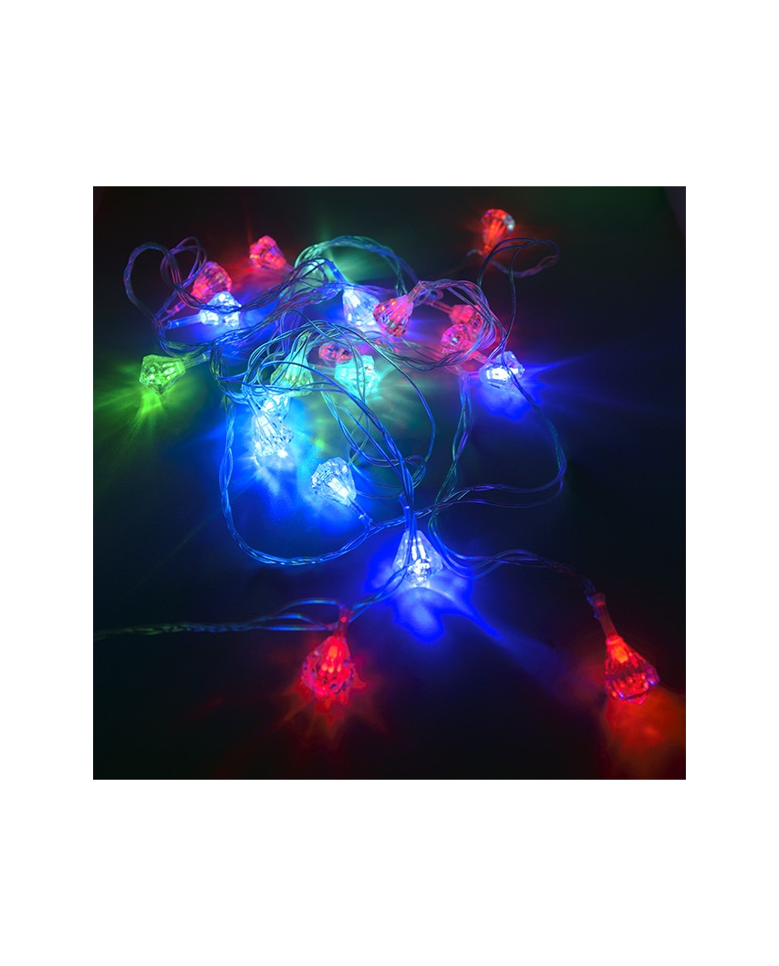 Гирлянда светодиодная "Кристаллики", SE-CRYSTALS-320M, 3M, 20 LED, мульти (3 цв), прозрачный шнур