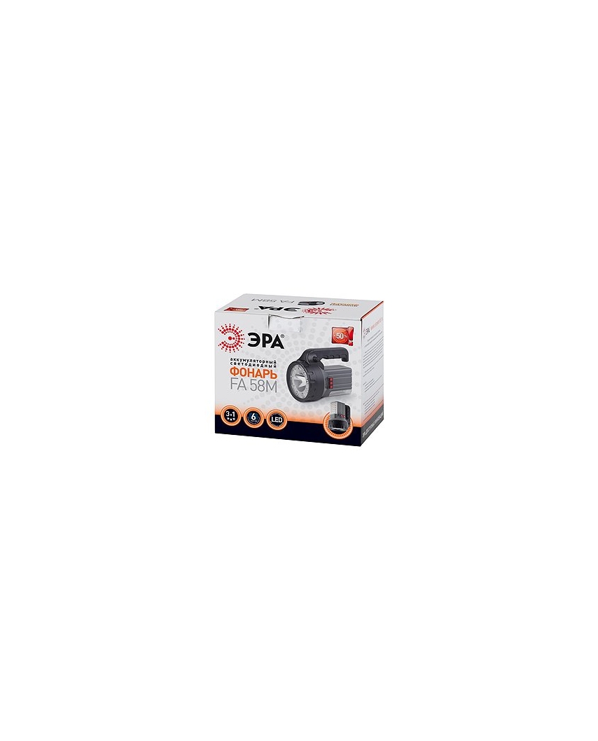 ЭРА FA58M Фонарь Акку 2Ah,1W+9+18 LED,ЗУ 220V,к(12