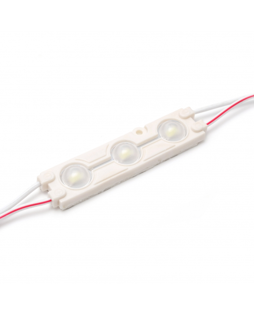 Apeyron Модуль светодиодный, 12В, 0,6 Вт,3*smd2835, 22Лм\д, IP67, 6400 К,цельный пластик 02-01