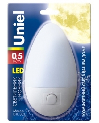 DTL-303-Овал/White/3LED/0,5W Светильник-ночник. Блистерная упаковка.