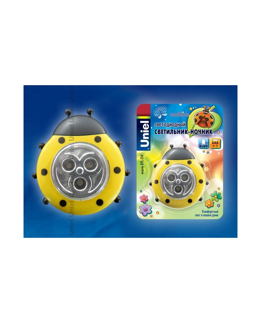 DTL-354 Божья Коровка/Yellow/3LED/3AAA Cветильник-