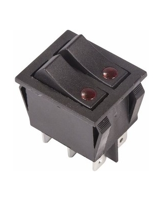 REXANT Выключатель клавишный 250V 15А (6с) ON-OFF черный с подсветкой ДВОЙНОЙ (RWB-512,SC797)