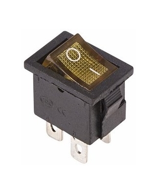 REXANT Выключатель клавишный 250V 6А (4с) ON-OFF желтый с подсветк Mini (RWB-207, SC-768) 36-2192