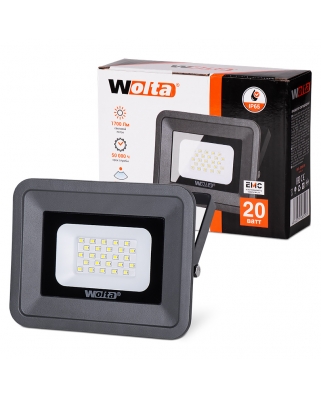 WOLTA Светодиодный прожектор WFL-20W/06 NS, 5500K, 20 W SMD, IP 65 черный (20)