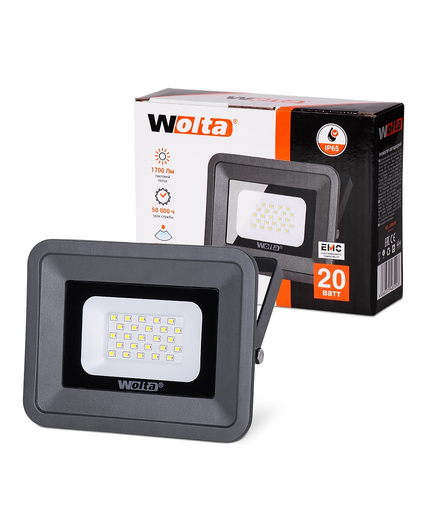 WOLTA Светодиодный прожектор WFL-20W/06, 5500K, 20 W SMD, IP 65