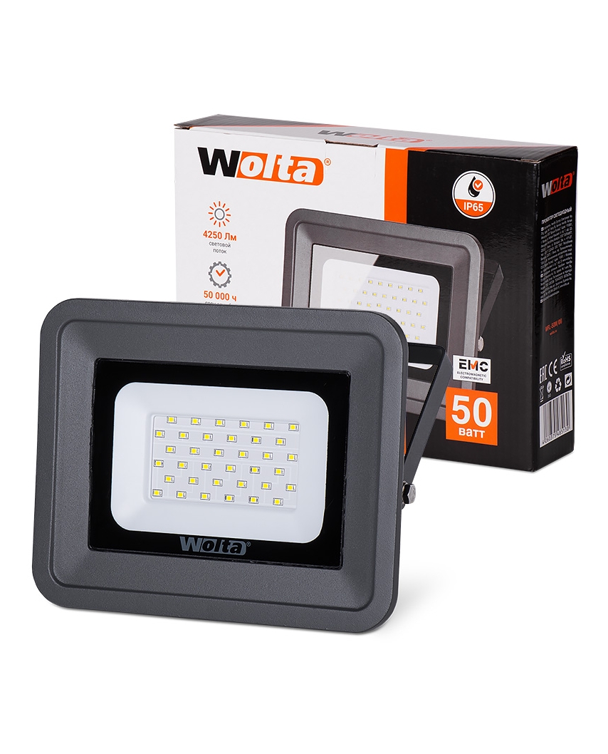 WOLTA Светодиодный прожектор WFL-50W/06, 5500K, 50 W SMD, IP 65