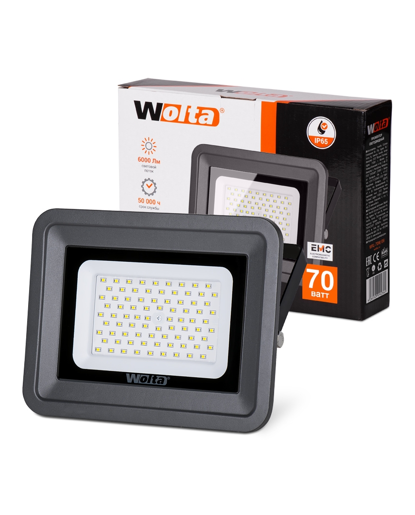 WOLTA Светодиодный прожектор WFL-70W/06, 5500K, 70 W SMD, IP 65 
