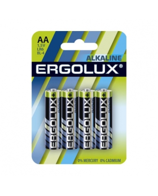 Ergolux LR6 Alkaline BL-4 (LR6 BL-4, батарейка,1.5В) 40/720