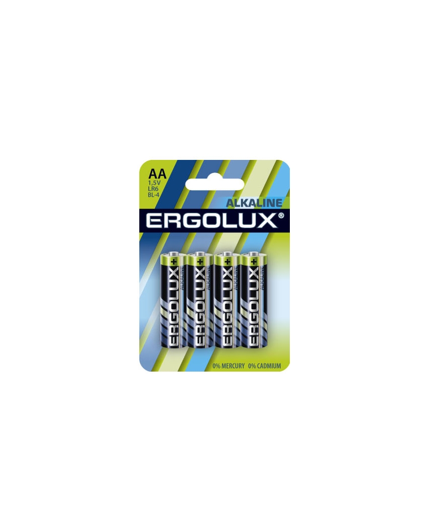 Ergolux LR6 Alkaline BL-4 (LR6 BL-4, батарейка,1.5В) 40/720