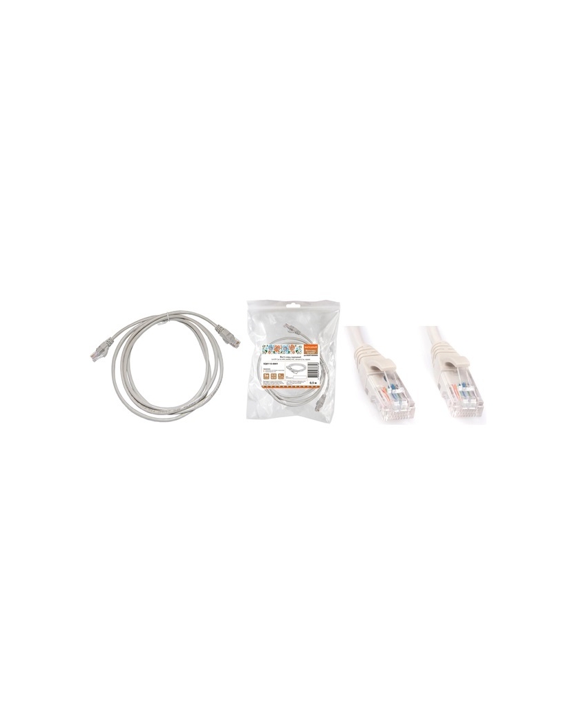 Патч-корд народный U/UTP Cat 5e 4PR 24AWG PVC, литой 5 м, серый SQ0115-0006