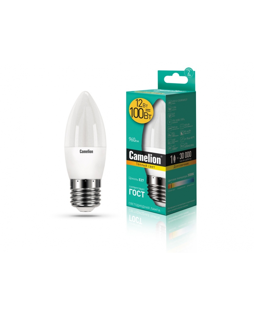 Camelion LED12-C35/830/E27 (Эл.лампа светодиодная 12Вт 220В)