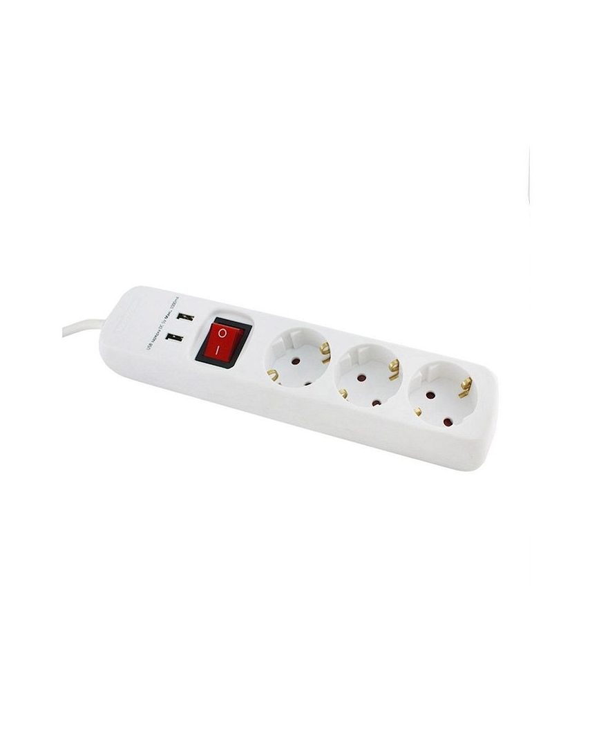 Удлинитель бытовой У03В-USB 3 гнезда, 2USB разъема, 1,5 метра, вык., з/к, ПВС 3х1мм2 SQ1303-0301 