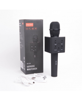 Караоке-микрофон Atom KM-250, 10Вт, АКБ 1800мА/ч, BT (до10м), USB, беспр.микроф.