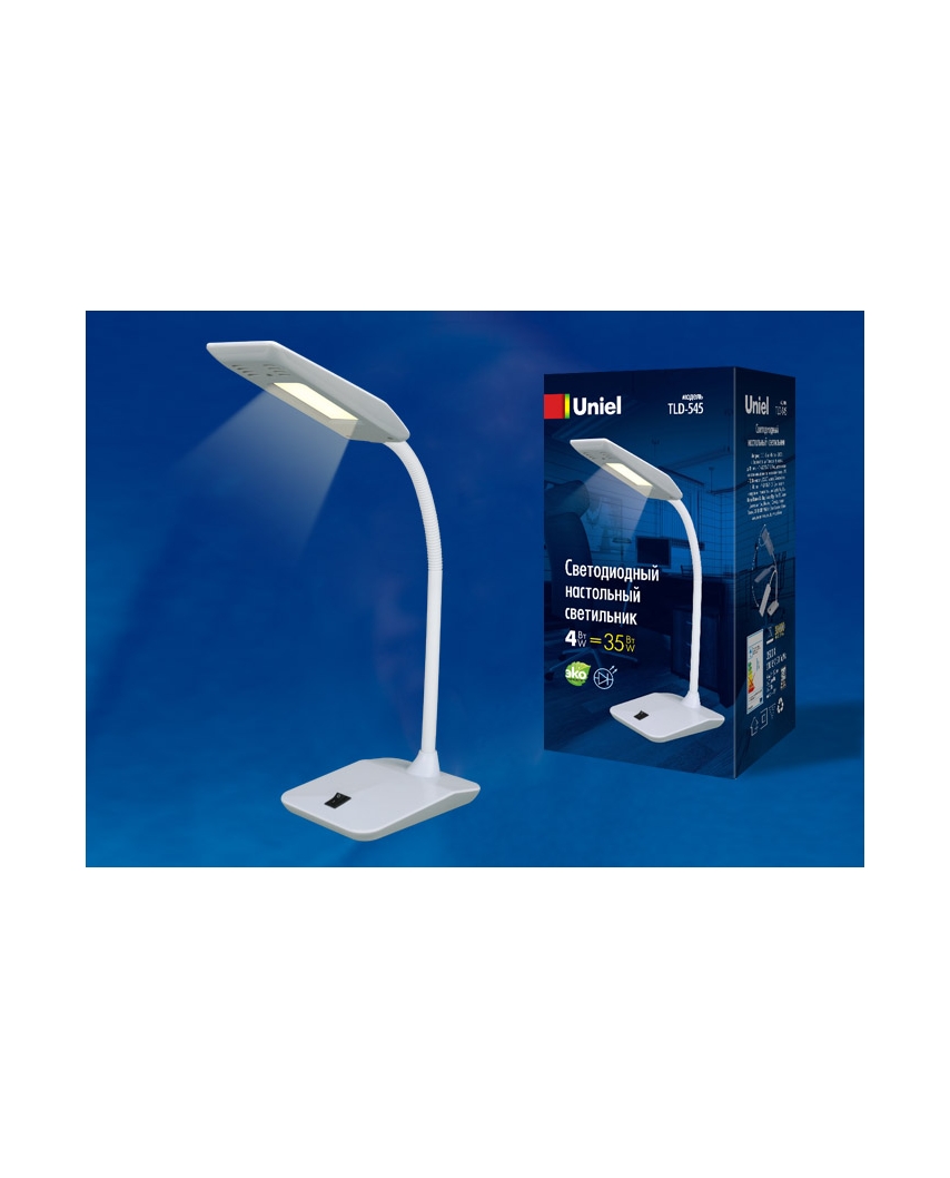 Uniel TLD-545 Grey-White/LED/350Lm/3500K Светильник настольный, 4W. Механический выключатель. Серый 