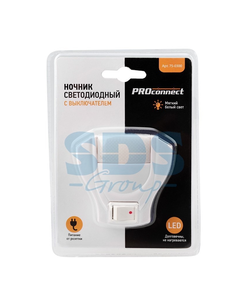 PROCONNECT Светодиодный ночник с выключателем 6 светодиодов 220В 75-0300(1/1/100)