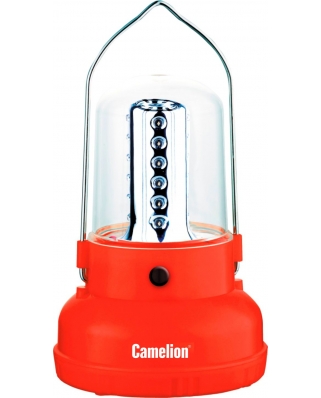 Camelion LED 29312 (фонарь акк. 220В/12В кемп, 24 LED, 4В 2.3А-ч, пластик, красный, коробка) 12