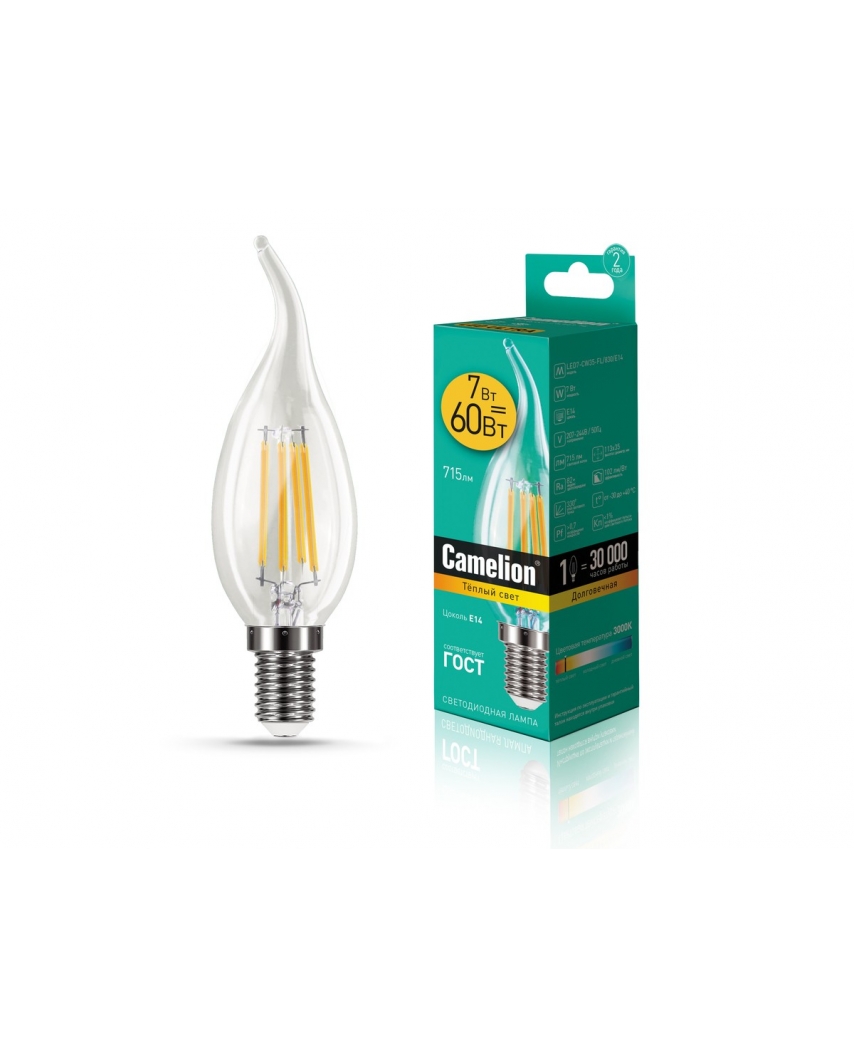 Camelion LED7-CW35-FL/830/E14 (Эл.лампа светодиодная 7Вт 220В)