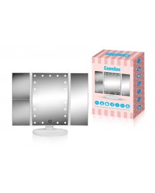Camelion M217-DL (12) C01 бел.(Зеркало с LED подсв.,1x/2x/3x-увелич., дневн.свет, 5Вт,4*LR03 / USB)
