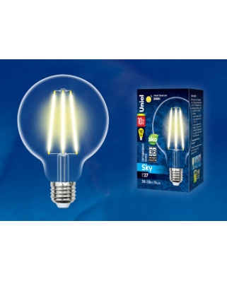LED-G95-10W/3000K/E27/CL PLS02WH Лампа светодиодная. Форма "шар", прозрачная. Серия Sky. Теплый белы