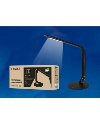 Uniel TLD-501 Black/Светильник настольный LED/546Lm/5000K/С димером/Цвет-черный, шк 4690485027621
