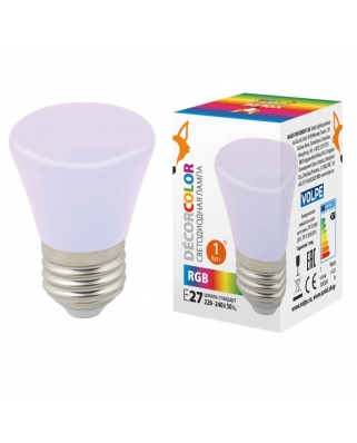 Volpe LED-D45-1W/RGB/E27/FR/С BELL Лампа декоративная светодиодная. Форма "Колокольчик", матовая. Ц