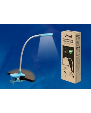 Uniel TLD-554 Blue/LED/400Lm/5500K/Dimmer Светильник настольный «прищепка», 4W. Сенсорный выкл