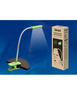 Uniel TLD-554 Green/LED/400Lm/5500K/Dimmer Светильник настольный «прищепка», 4W. Сенсорный выключа