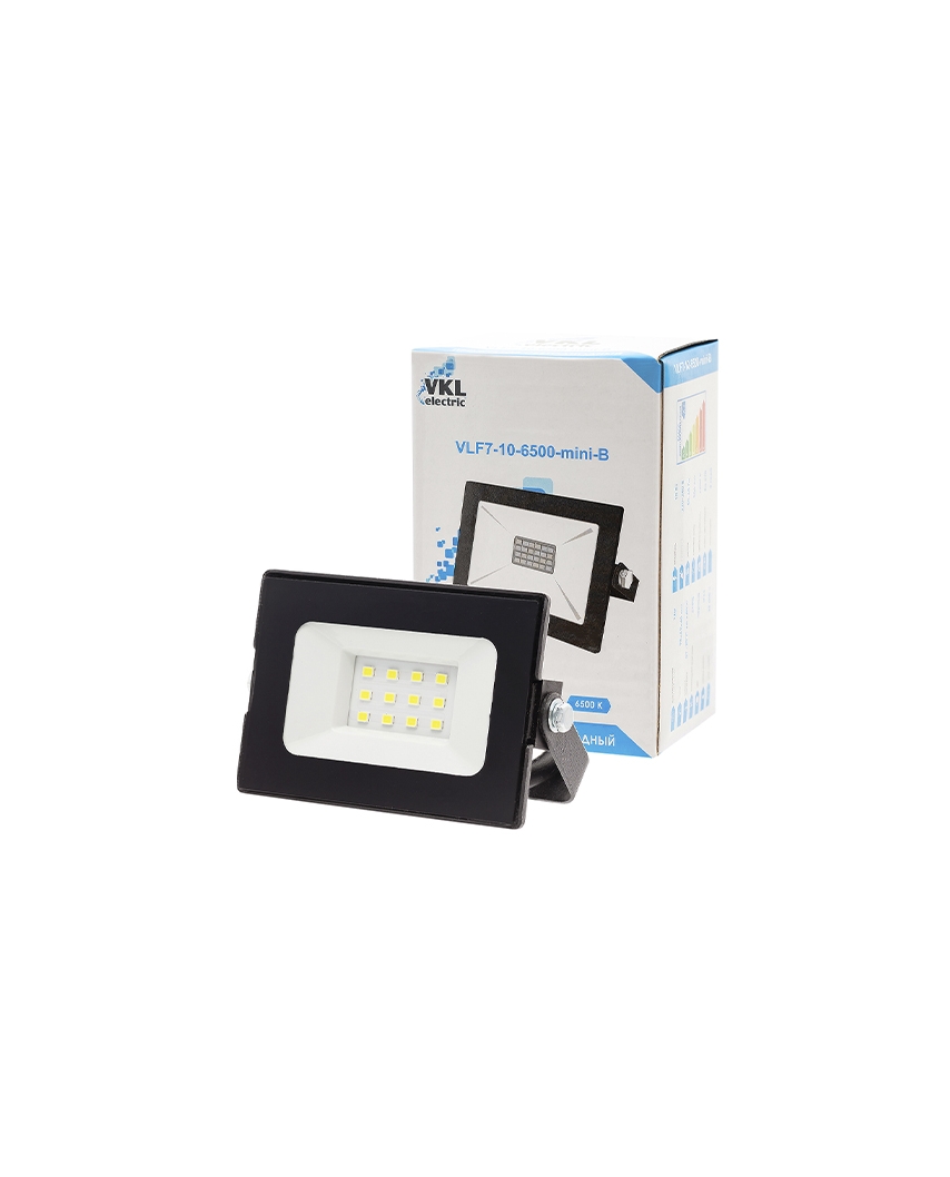 Включай Прожектор LED 10W VLF7-10-6500-mini-B 6500К 900Лм 220V IP65 черный VKL electric (1/80)