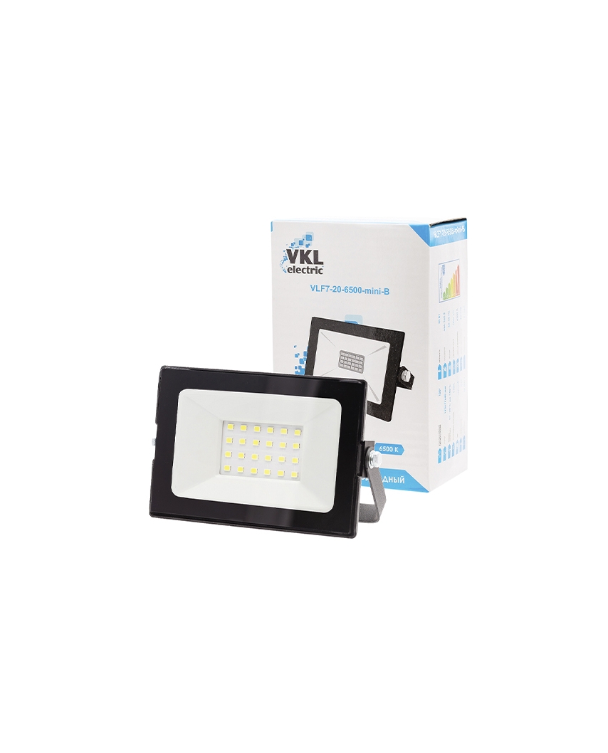 Включай Прожектор LED 20W VLF7-20-6500-mini-B 6500К 1800Лм 220V IP65 черный VKL electric (1/80)