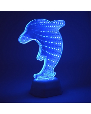 Apeyron Светодиодный ночник зеркальный, "Дельфин", синий, 3хАА, пластик,130х72х190мм