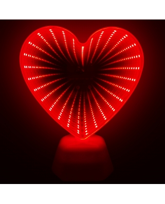 Apeyron Светодиодный ночник зеркальный, "Сердце", красный, 3хАА, пластик,160х72х190мм