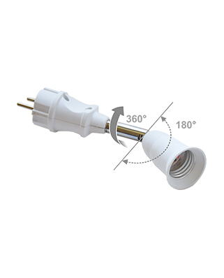 Ecola base Переходник вилка-патрон E27 на шарнире 360°/180° 45мм без выключателя Белый