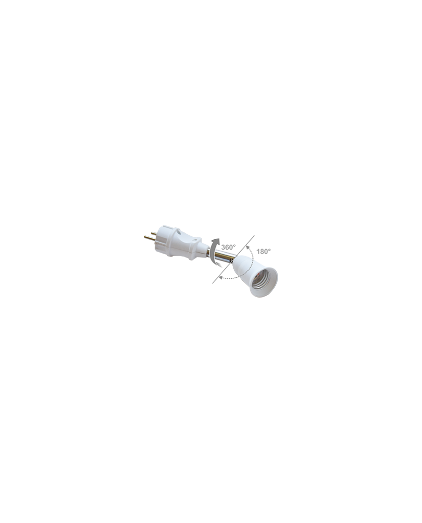 Ecola base Переходник вилка-патрон E27 на шарнире 360°/180° 45мм без выключателя Белый