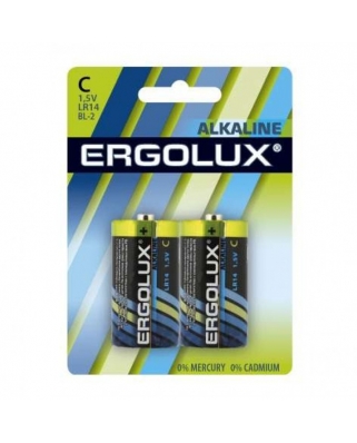 Ergolux LR14 Alkaline BL-2 (LR14 BL-2, батарейка,1.5В) (96)
