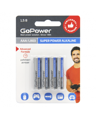 GoPower LR03 AAA BL4 Alkaline 1.5V Батарейка (4/48/576)