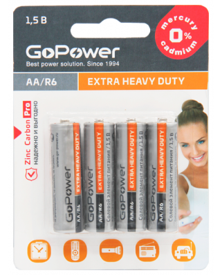 GoPower R06 AA BL4 Heavy Duty 1.5V Батарейка (4/48/576)